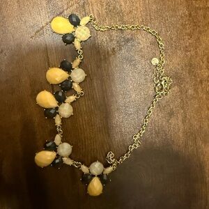 Yellow and Black Gem Teardrop Statement Necklace